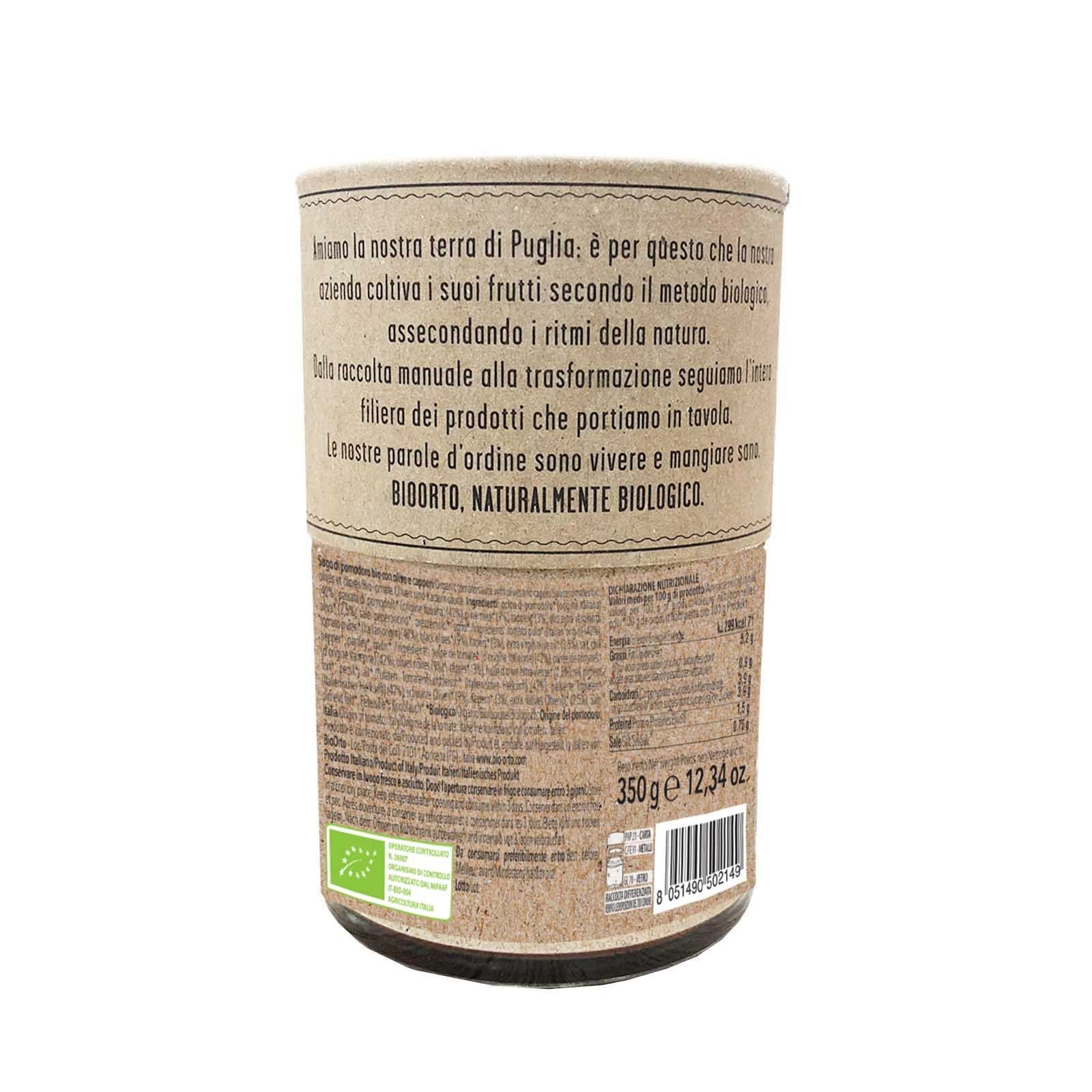 BioOrto Organic Pasta Sauce - Puttanesca, 350G - Foodsterr PTE LTD