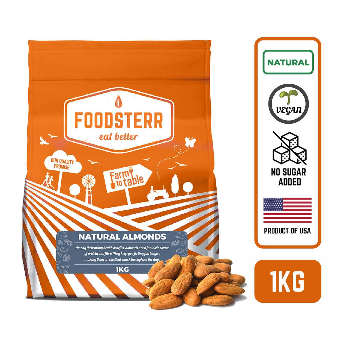 Natural Almonds - 1KG