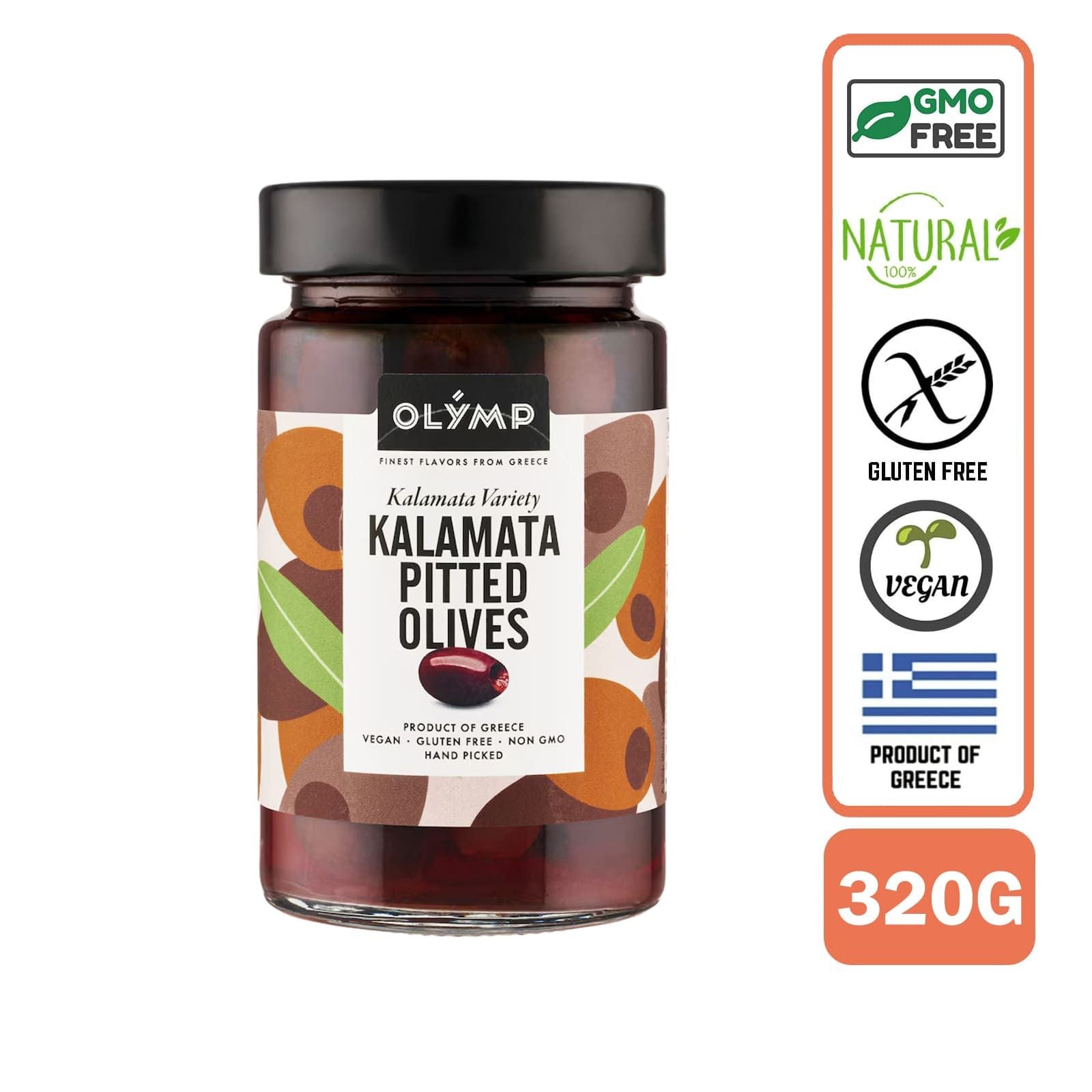 Olymp Natural Pitted Kalamata Olives, 320g - Foodsterr PTE LTD