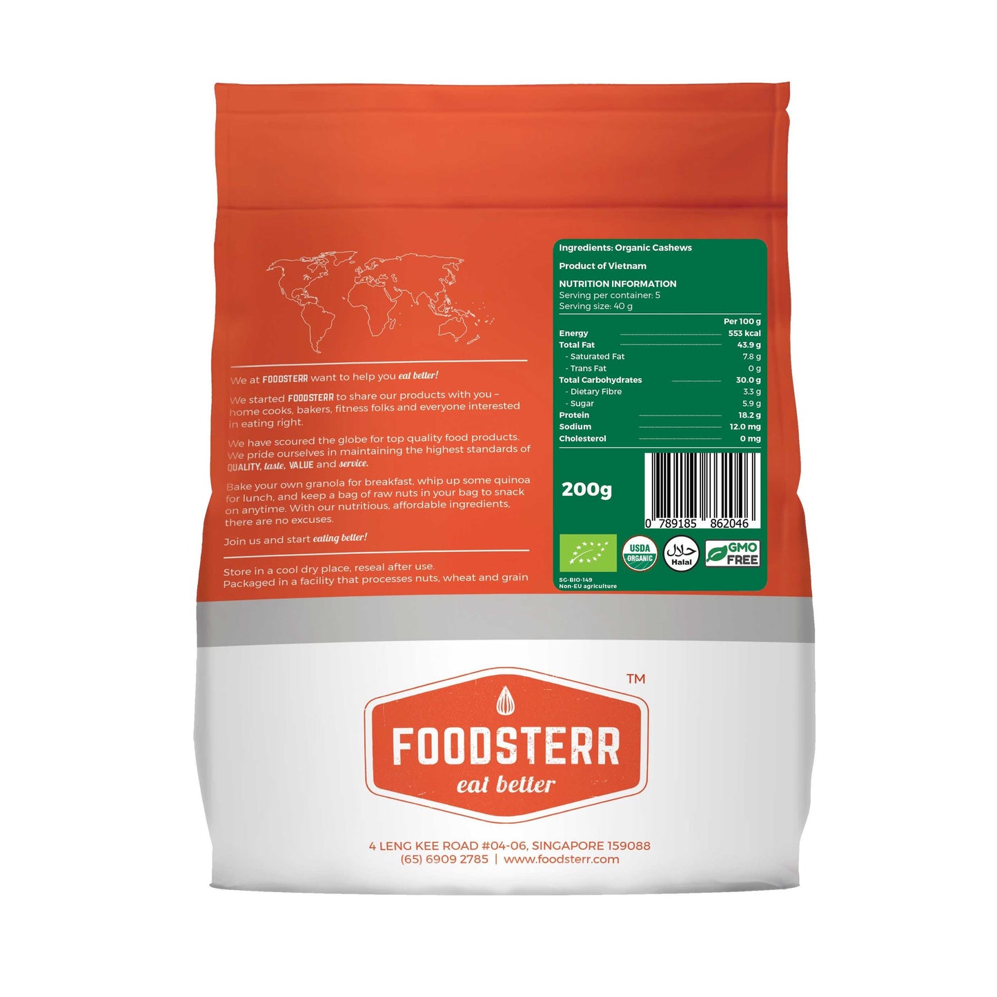 Organic Cashews, 200 grams - Foodsterr PTE LTD
