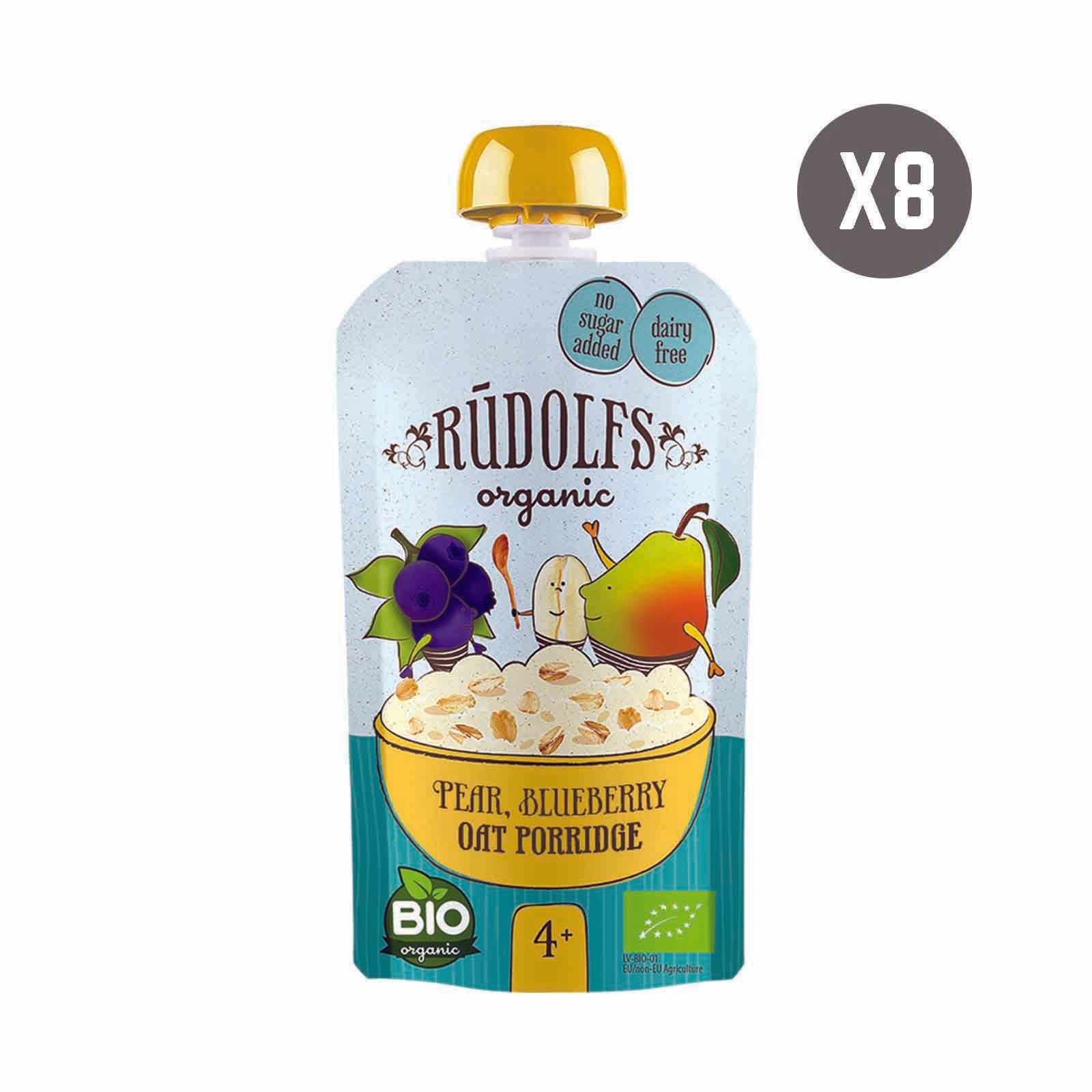 Rudolfs Baby Organic Pear Blueberry Oat Porridge 4+ Months (8 pcs