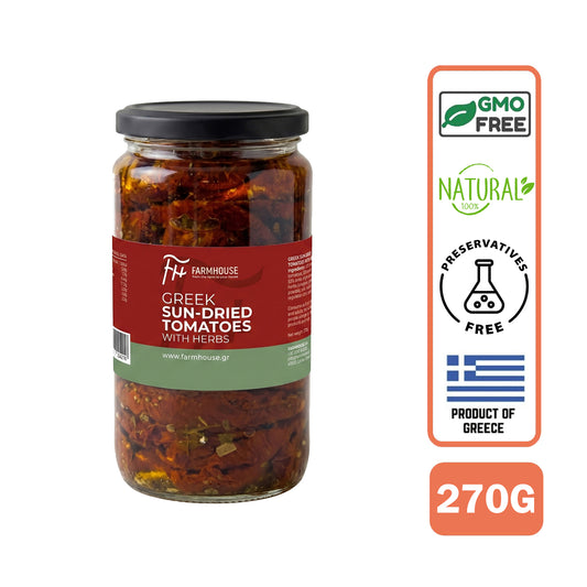 Farmhouse Greek Sundried Tomatoes With Herbs. GMO & Preservative Free, 270g