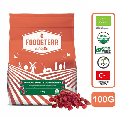Foodsterr Organic Dried Strawberries, 100G - Foodsterr PTE LTD