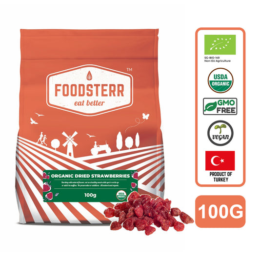 Foodsterr Organic Dried Strawberries, 100G - Foodsterr PTE LTD