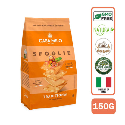 Casa Milo Italian Baked Flatbread Crisps Sfoglie All Natural Traditional 150g