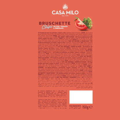Casa Milo Italian Bruschetta Baked Crackers Chips - Tomato, Olive And Oregano, Pizza, All Natural 150g