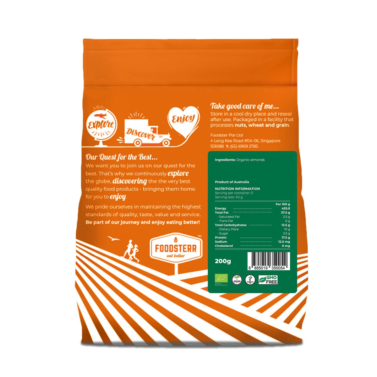 Foodsterr Organic Baked Almond Nuts 200g