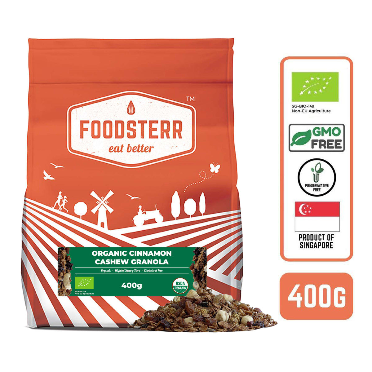 Foodsterr Organic Cashew & Cinnamon Granola 400g