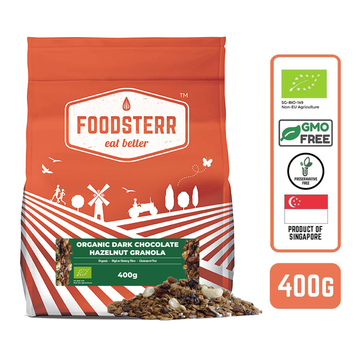 Foodsterr Organic Dark Chocolate Hazelnut Granola 400g