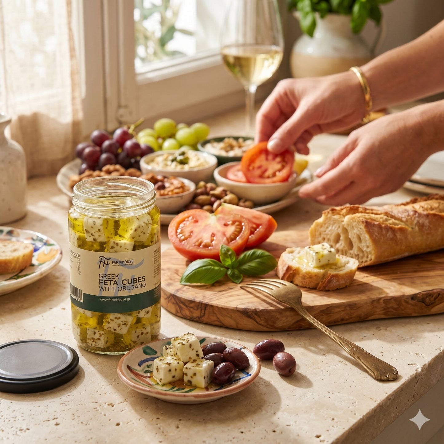 Farmhouse Feta Cubes With Greek Oregano. GMO & Preservative Free, 270g