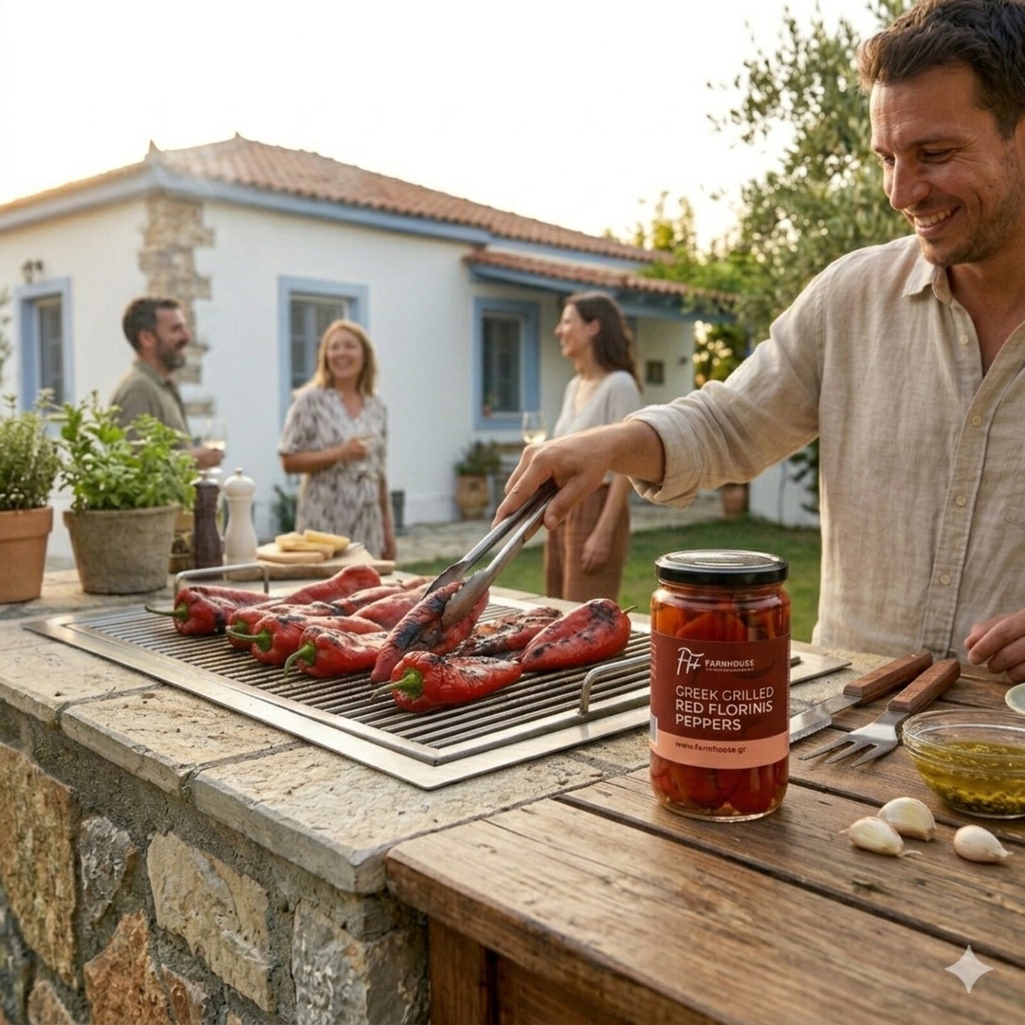 Farmhouse Greek Marinated Grilled Red Peppers With Garlic, Thyme & Pepper. GMO & Preservative Free, 270g