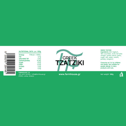 Farmhouse Greek Tzatziki. GMO & Preservative Free, 180g