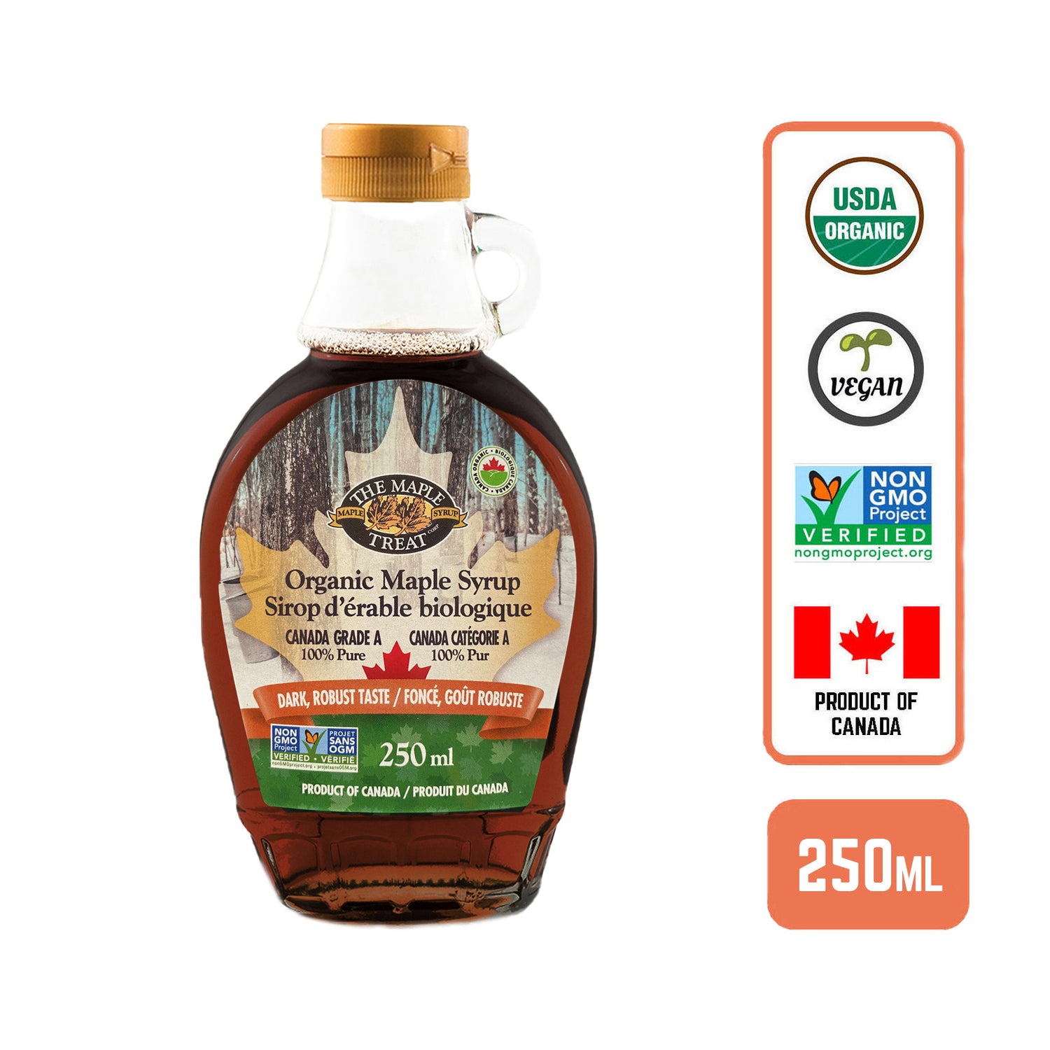 Organic Maple Syrup 250ml - Dark Robust Case (12 Btl) - Foodsterr PTE LTD