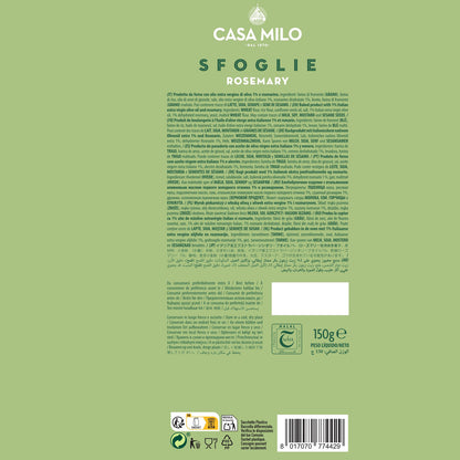 Casa Milo Italian Baked Flatbread Crisps Sfoglie All Natural Rosemary 150g