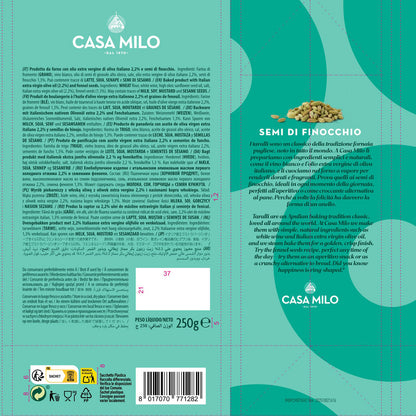Casa Milo Round Italian Baked Breadsticks Tarallo All Natural Fennel 250g