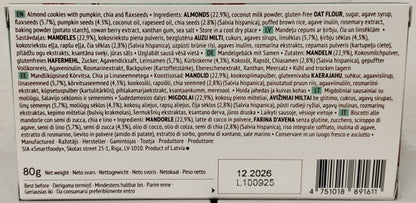 The Beginnings Almond Cookies with Pumpkin, Chia & Flax seeds, 80 g