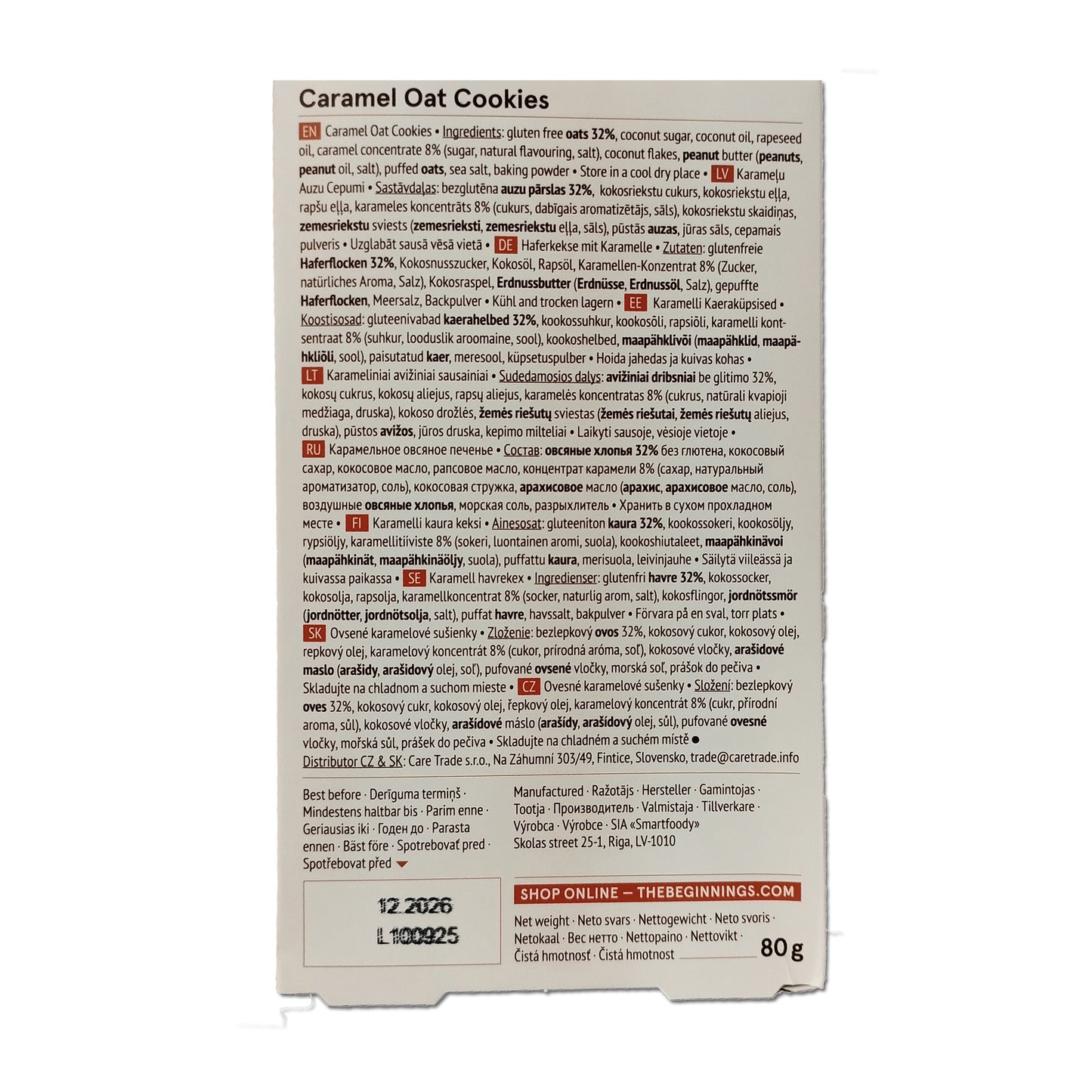 The Beginnings Oat Caramel Cookies (Soft Baked), 80 g