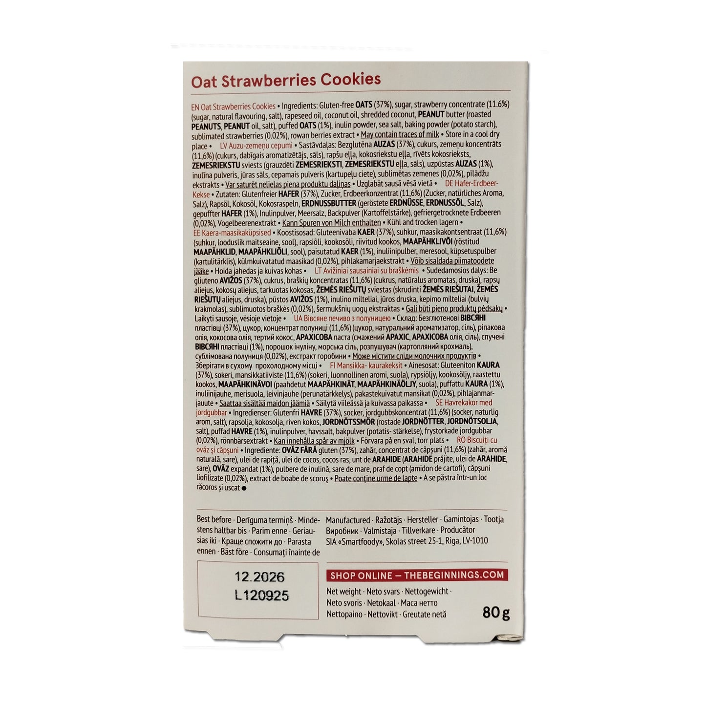 The Beginnings Strawberries Oat Cookies (Soft baked), 80 g