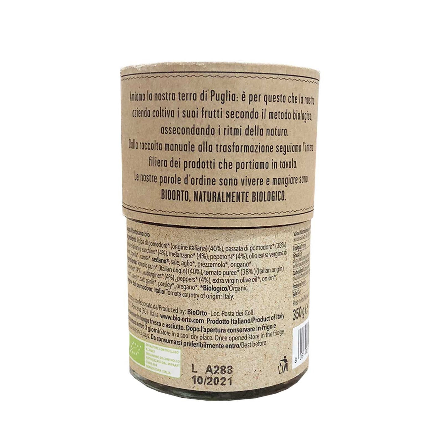 BioOrto Organic Pasta Sauce - Ortolana with Vegetables, 350G - Foodsterr PTE LTD