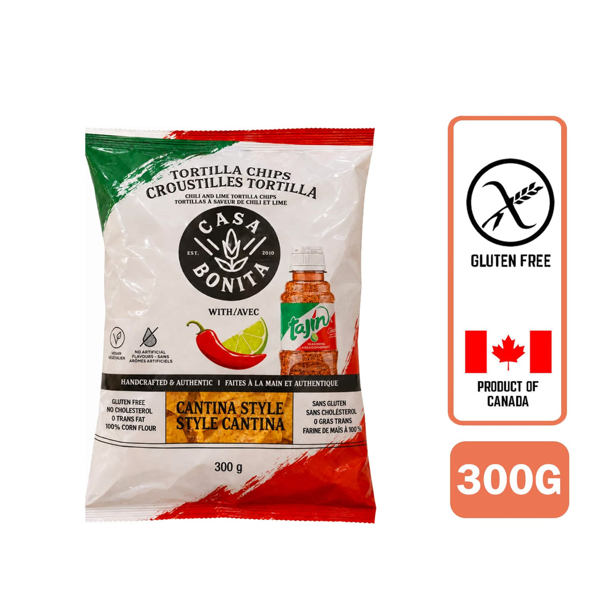 Casa Bonita Mexican Cantina Style Tortilla Chips, Tajin Chili Lime Flavored 300g