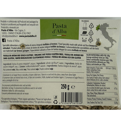 Pasta D'Alba Organic Gluten Free Artisinal Oat Fusilli 250G