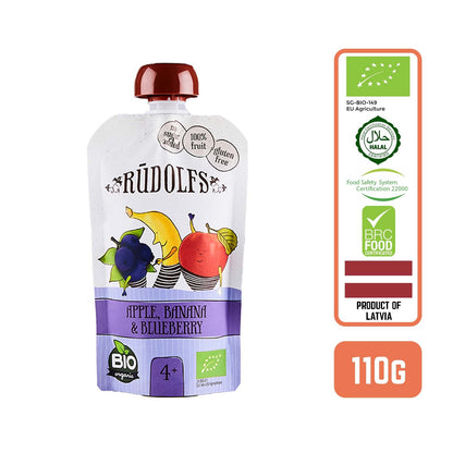 Rudolfs Organic Apple, Banana & Blueberry 4+ Months - Foodsterr PTE LTD