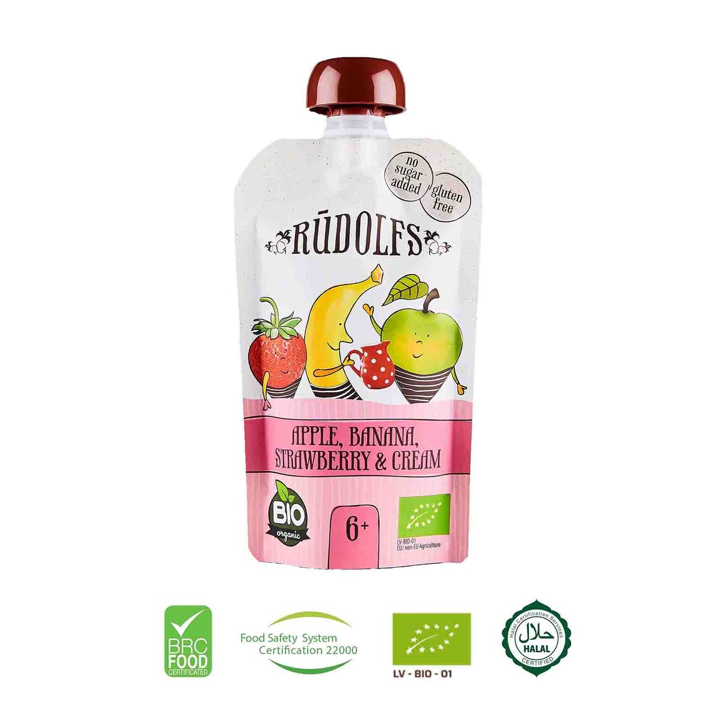 Rudolfs Organic Apple, Banana, Strawberry and Cream 6+ Months - Foodsterr PTE LTD