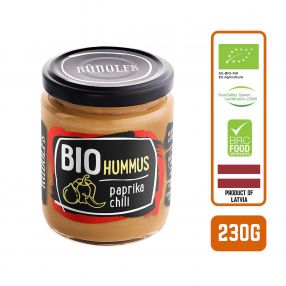 Rudolfs Organic Hummus with Paprika & Chili, 230g Carton (6 Bottles)