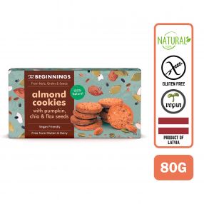 The Beginnings Almond Cookies with Pumpkin, Chia & Flax seeds, 80 g