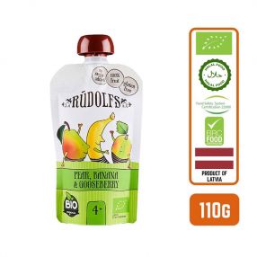 Rudolfs Organic Pear, Banana & Gooseberry 4+ Months