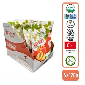 SunQ Organic Soft Dried Apricots, 170g (6 Packets/Case)