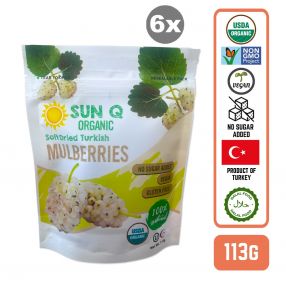 SunQ Organic Soft Dried Mulberries, 113g (6 Packets/Case)