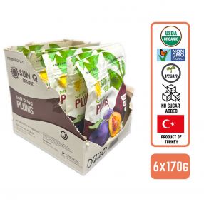 SunQ Organic Soft Dried Prunes, 170g (6 Packets/Case)