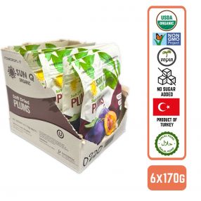 SunQ Organic Soft Dried Prunes, 170g (6 Packets/Case)